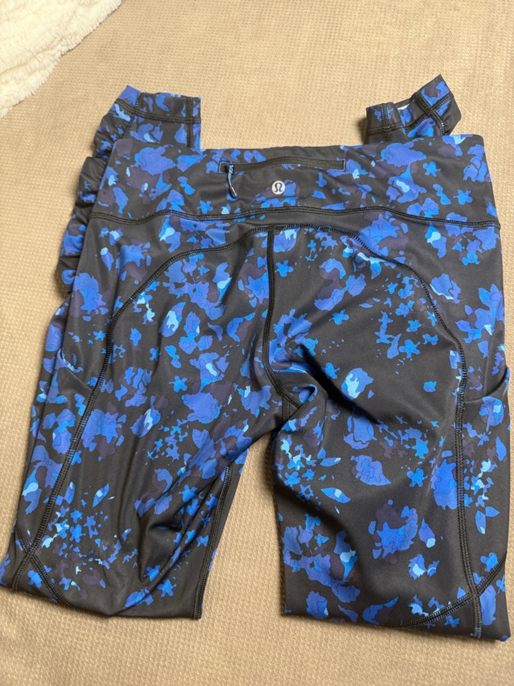lululemon athletica Black Leggings with Blue Floral Print - Picture 6 of 6